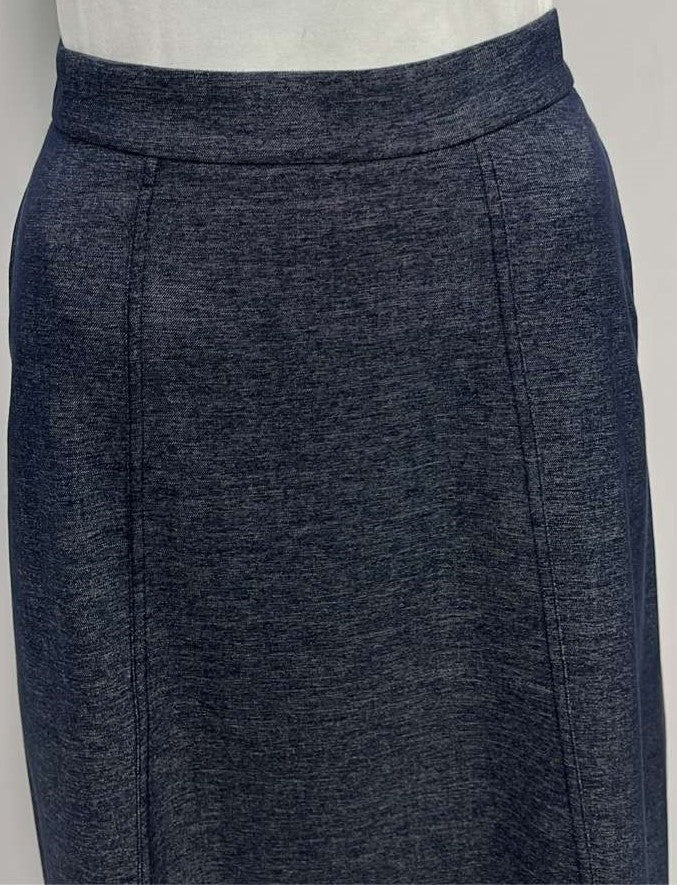 MYSTERY PANELED SKIRT W POCKETS-MIDI NAVY DENIM