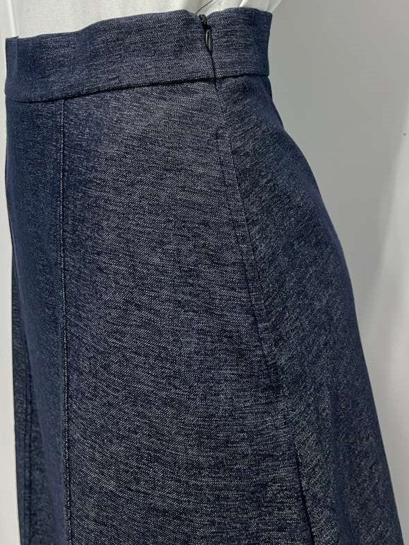 MYSTERY PANELED SKIRT W POCKETS-MIDI NAVY DENIM