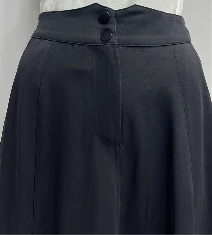 MAPLE CLIFF DRESSY PANELED SKIRT W POCKETS-MIDI BLACK