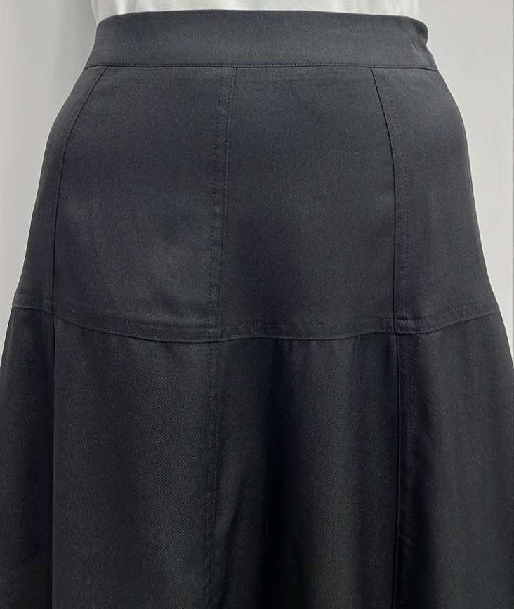MAPLE CLIFF DRESSY PANELED SKIRT W YOKE-MIDI BLACK
