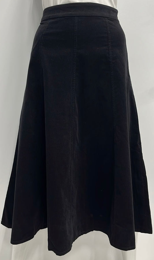 WEAR AND FLAIR PANELED CORDUROY SKIRT-27" BLACK
