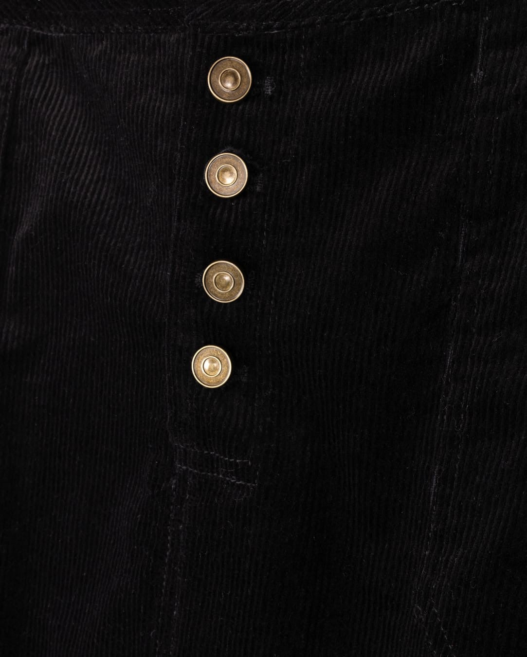 SLATE CORDUROY SKIRT W FRONT POCKETS & BUTTONS-MIDI BLACK