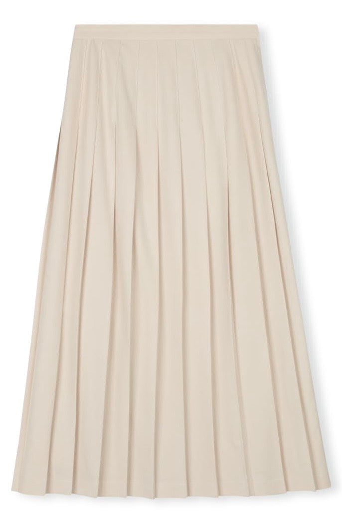 THE COLLECTIVE BASIC PLEATED SKIRT W ELASTIC WAIST-MIDI CREAM