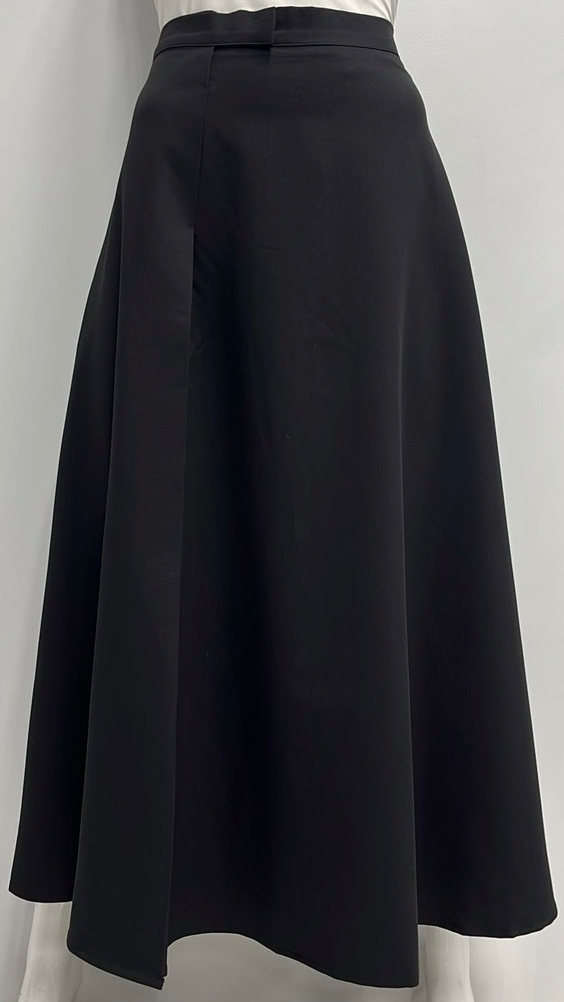 HONEYSEED FRONT TAB SKIRT-MIDI BLACK