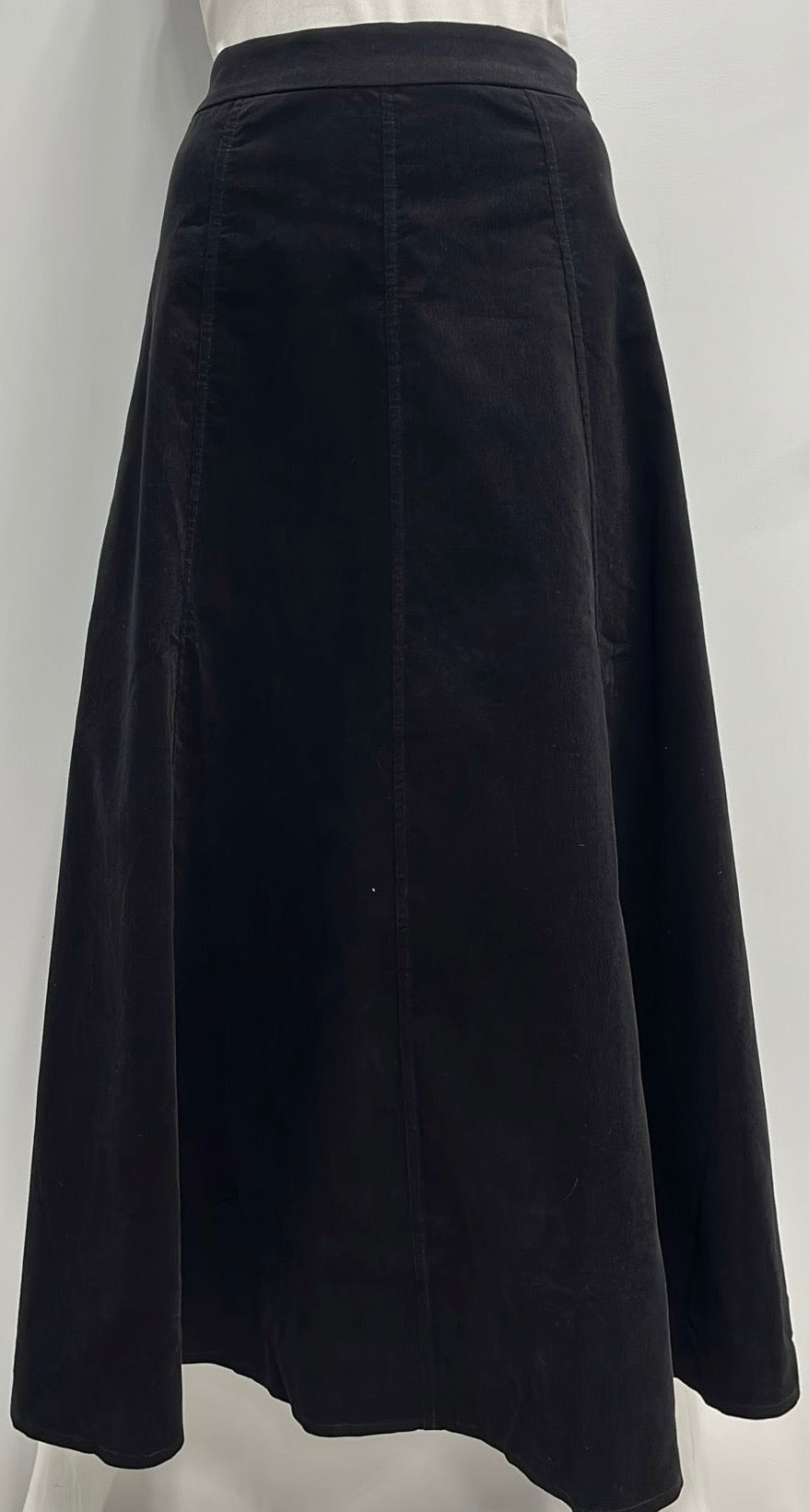 WEAR AND FLAIR PANELED CORDUROY SKIRT-MIDI BLACK