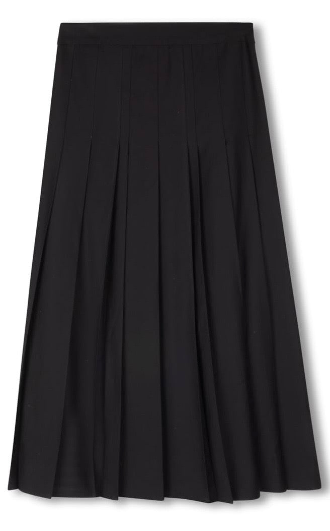 EPIK SEWN DOWN DOUBLE PLEATED SKIRT-MIDI BLACK