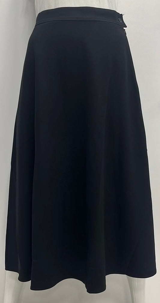MYSTERY PONTE A-LINE SIDE BUTTON SKIRT-EXTRA LONG BLACK