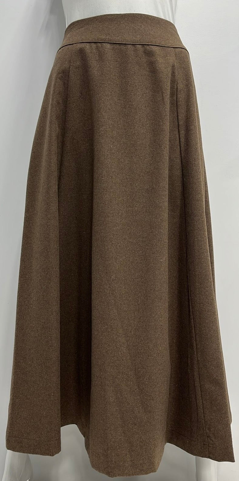 CLASS COLLECTION WOOLY A-LINE SKIRT W SEAMS-MIDI WALNUT