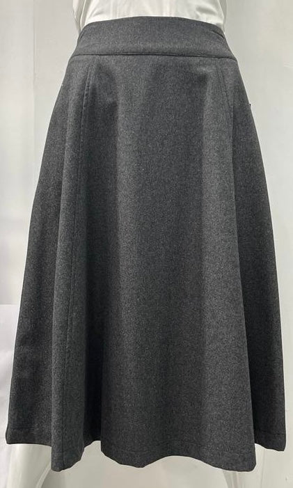 CLASS COLLECTION WOOLY A-LINE SKIRT W SEAMS CHARCOAL