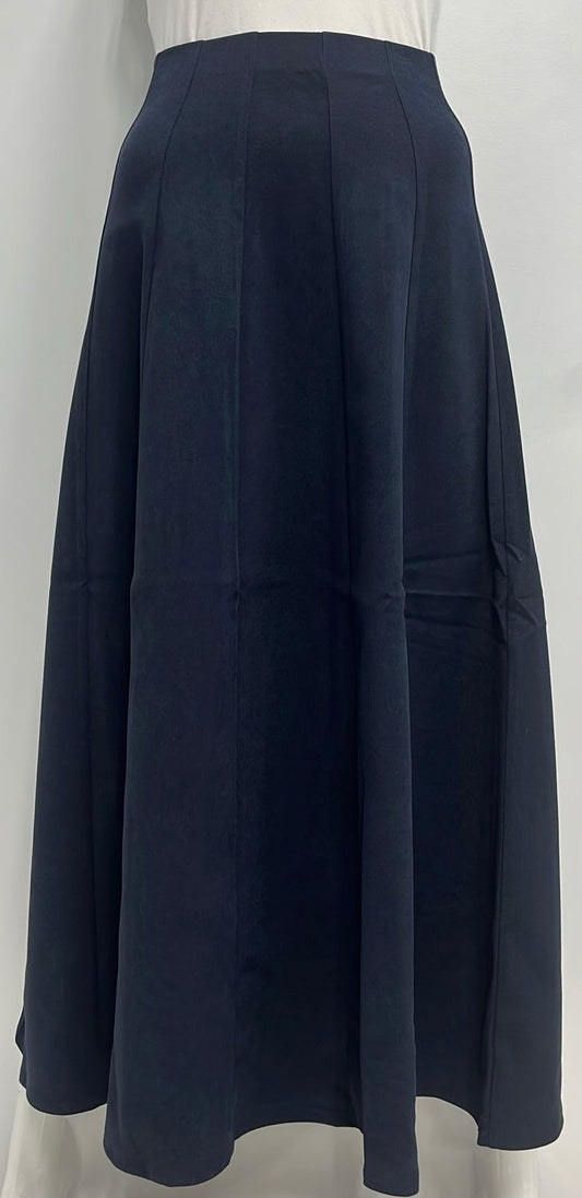 ALINE APPAREL PANELED TWILL SKIRT-MIDI NAVY