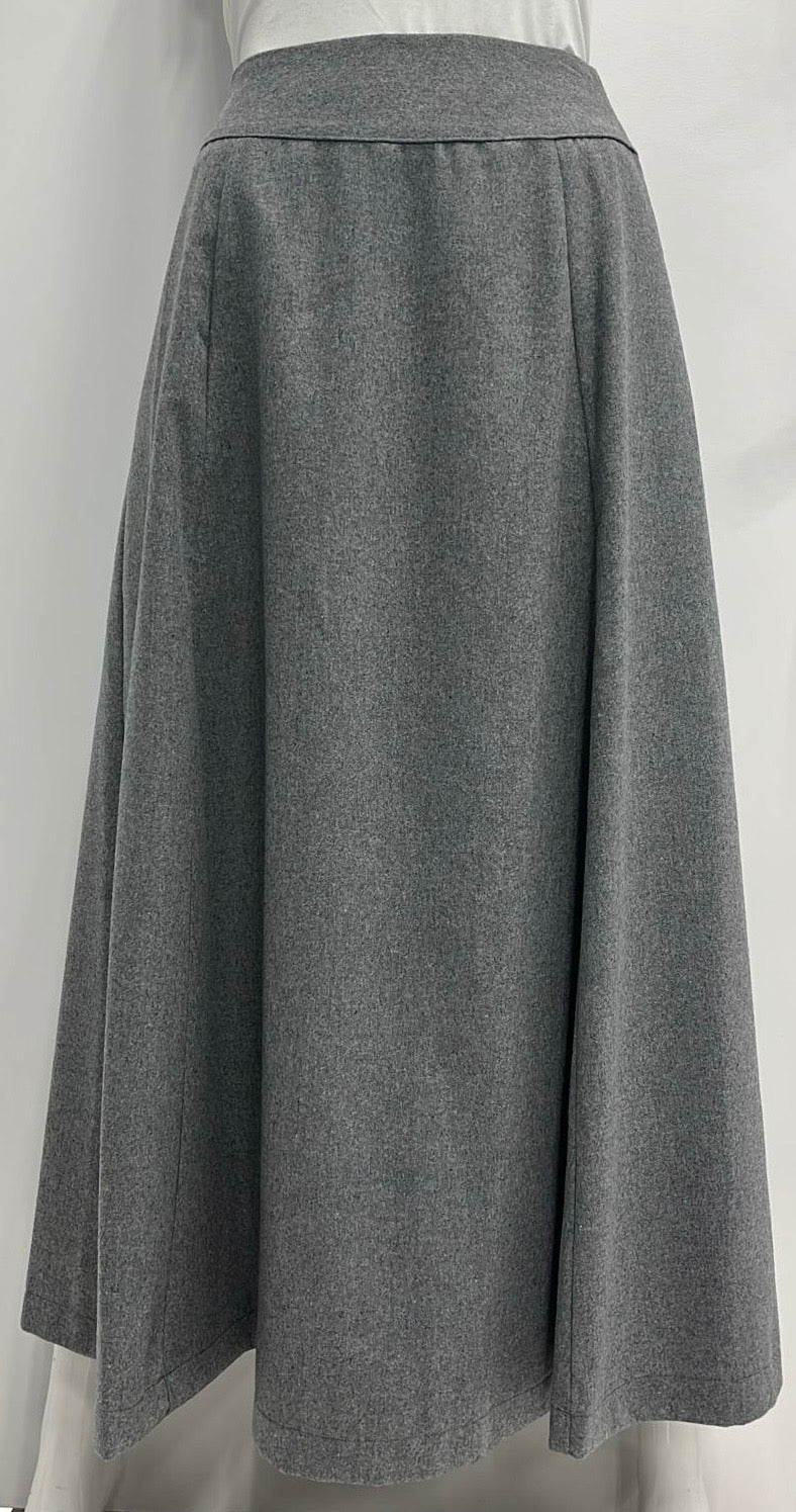 CLASS COLLECTION WOOLY A-LINE SKIRT W SEAMS-MIDI GREY