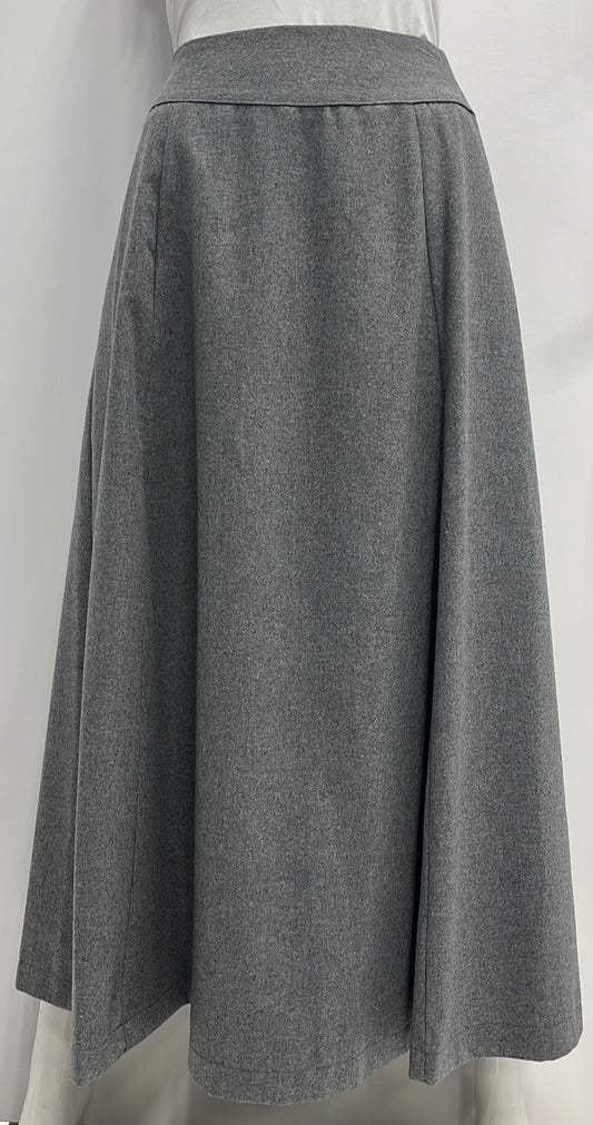 CLASS COLLECTION WOOLY A-LINE SKIRT W SEAMS-MIDI GREY