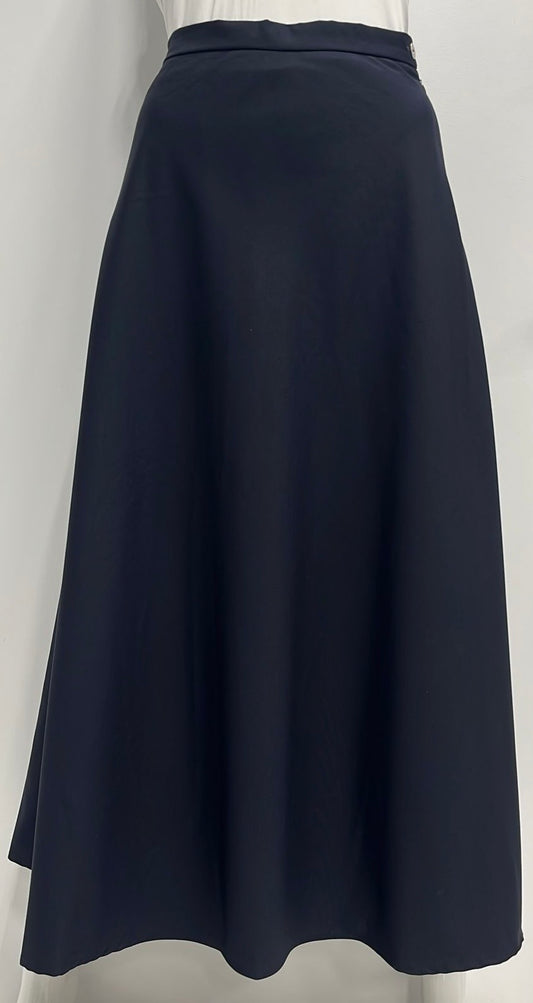 PEODE DESIGN BASIC A-LINE SKIRT-MIDI NAVY