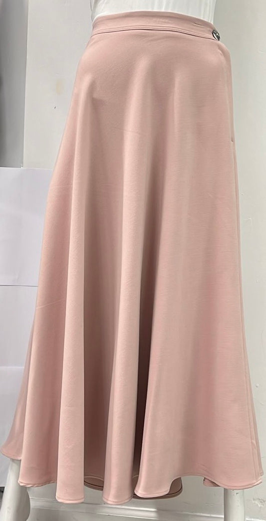 MAXMRKT FLAIRY SKIRT W SIDE BUTTON & ZIPPER-MIDI BLUSH