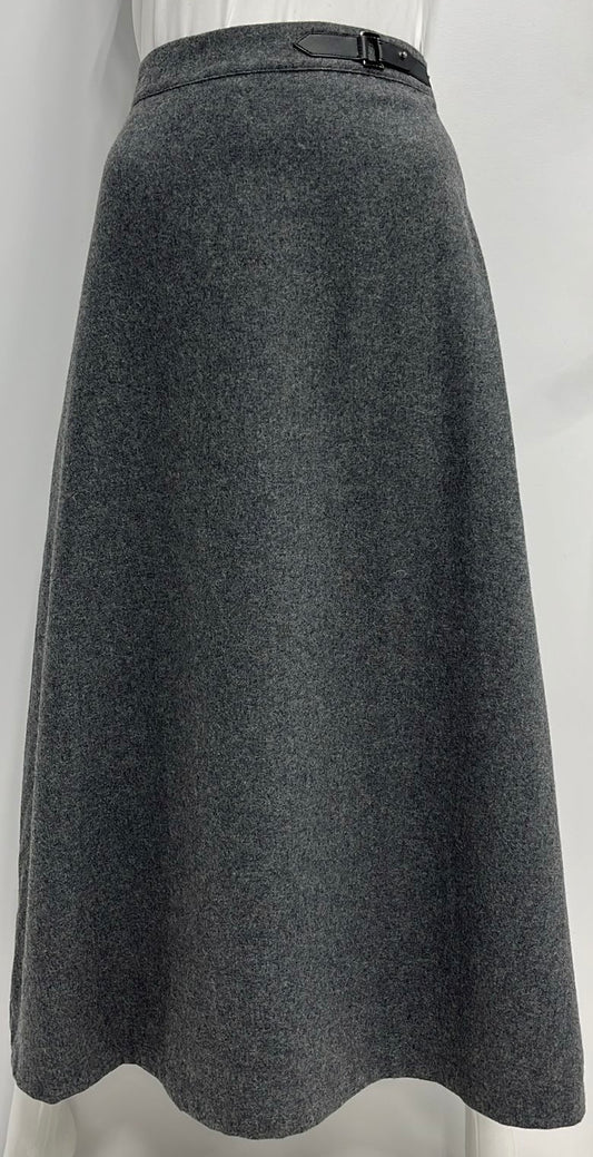 SCIACCA WOOL A-LINE SKIRT W WAIST DETAIL-MIDI CHARCOAL