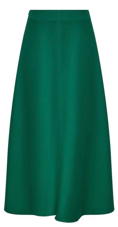 GEORGETTE WOOLY A-LINE W CENTER SEAM MIDI GREEN