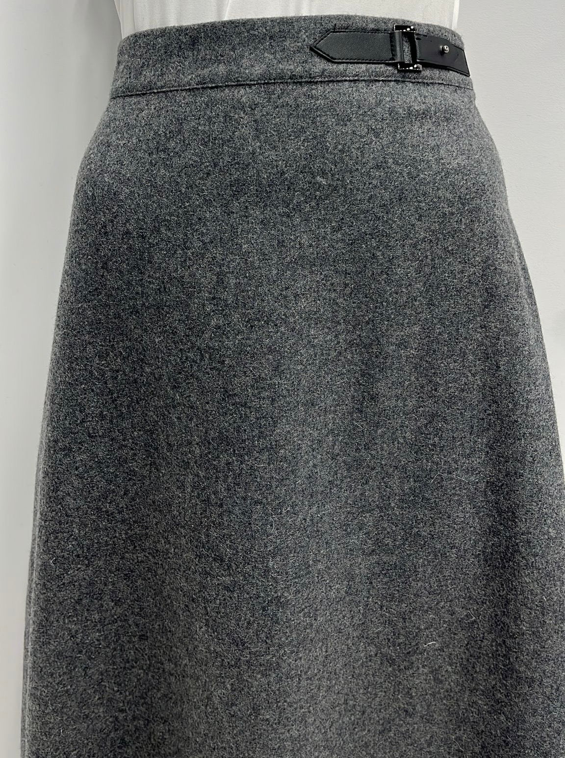 SCIACCA WOOL A-LINE SKIRT W WAIST DETAIL-MIDI CHARCOAL