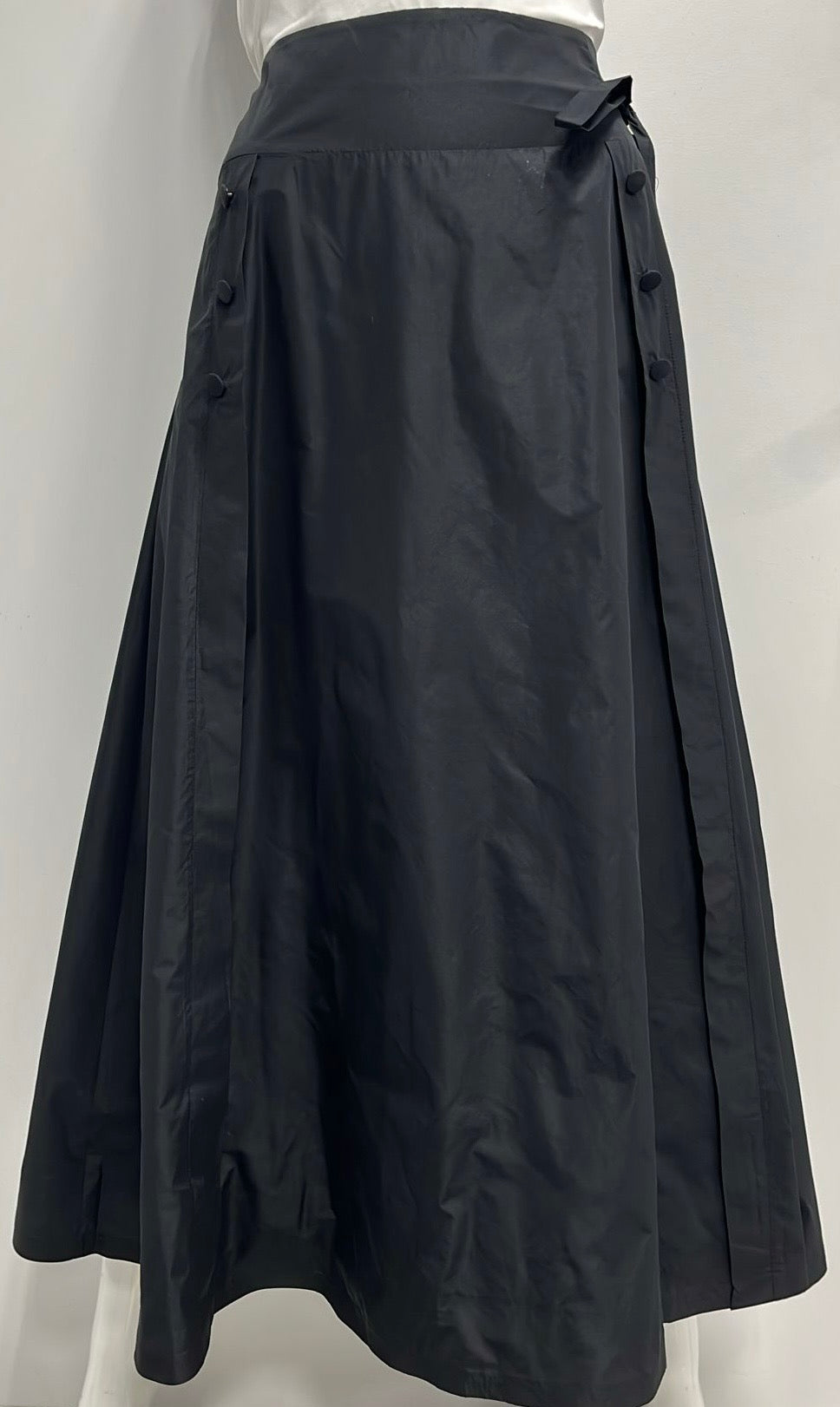 CELINAS TAFETTA SKIRT W SIDE BUTTONS & BOW-MIDI BLACK