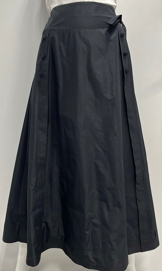 CELINAS TAFETTA SKIRT W SIDE BUTTONS & BOW-MIDI BLACK