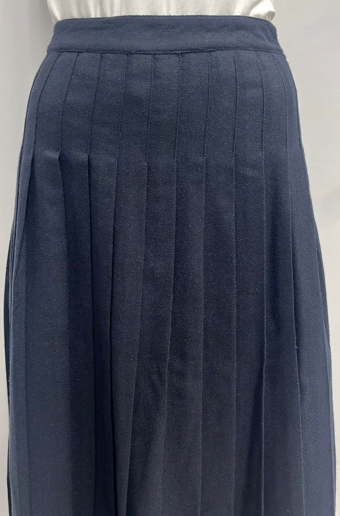 SCIACCA WOOL PLEATED SKIRT-MIDI NAVY