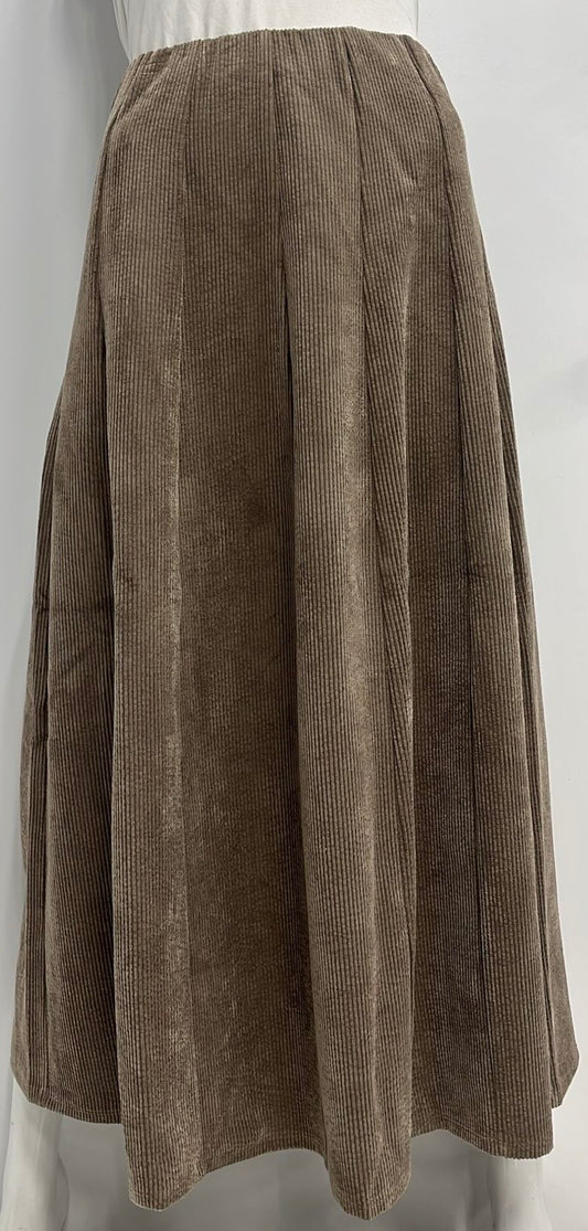 ALINE APPAREL PANELED CORDUROY SKIRT-MIDI MOCHA