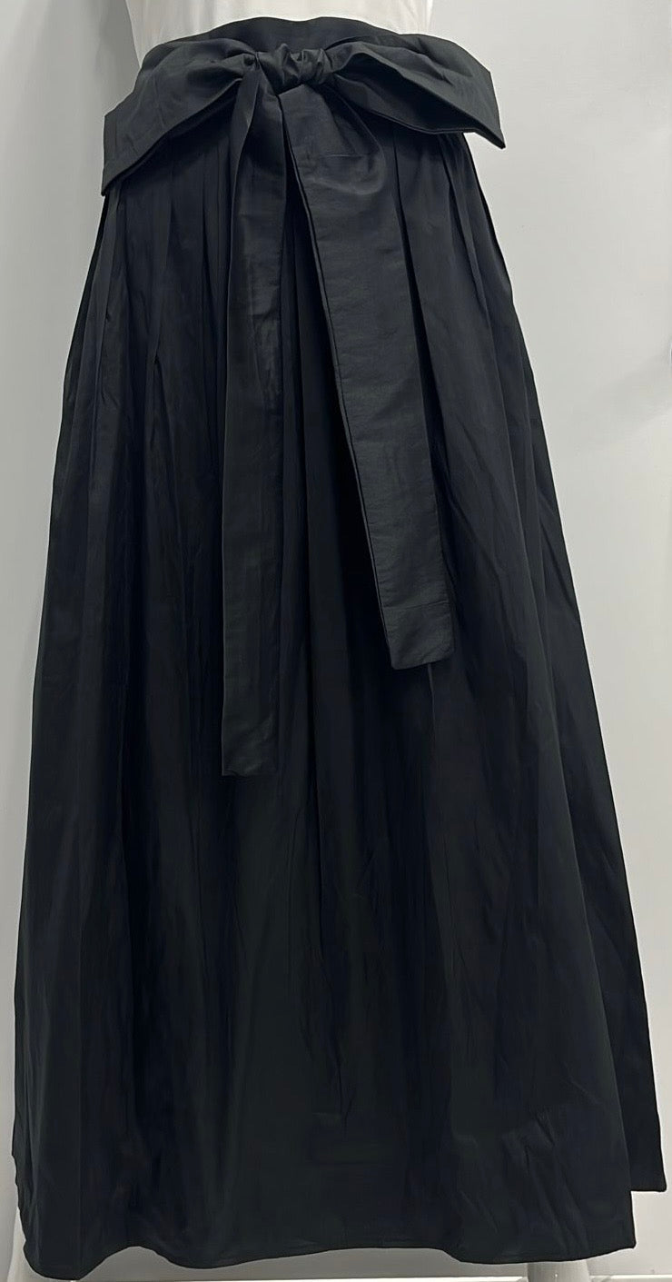 MISS ISSIPPI TAFETTA PLEATED SKIRT W BELT-MIDI BLACK
