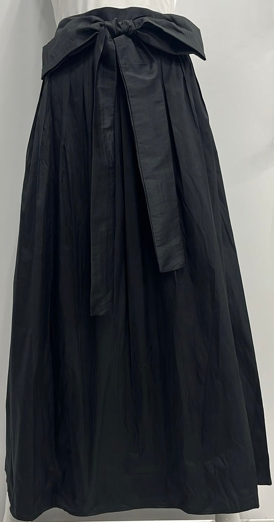 MISS ISSIPPI TAFETTA PLEATED SKIRT W BELT-MIDI BLACK