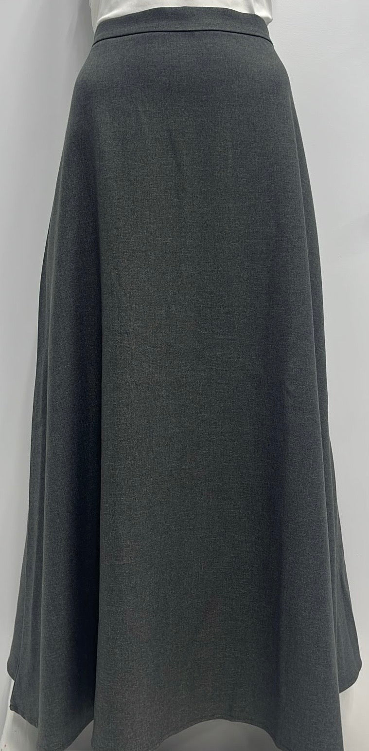 ERMANNA CASUAL A-LINE WOOLY SKIRT-MIDI GREY