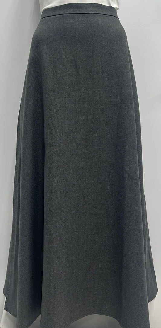 ERMANNA CASUAL A-LINE WOOLY SKIRT-MIDI GREY