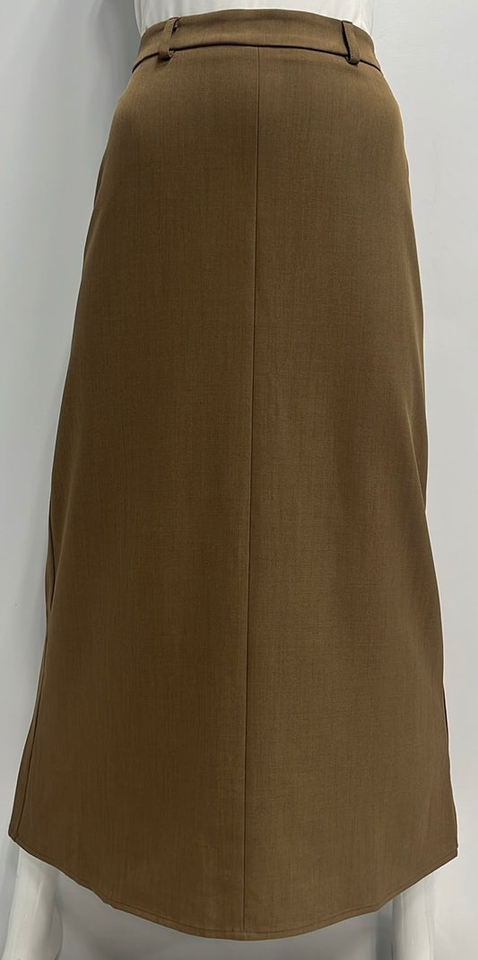 HONEYSEED STRAIGHT A-LINE SKIRT-MIDI TAUPE