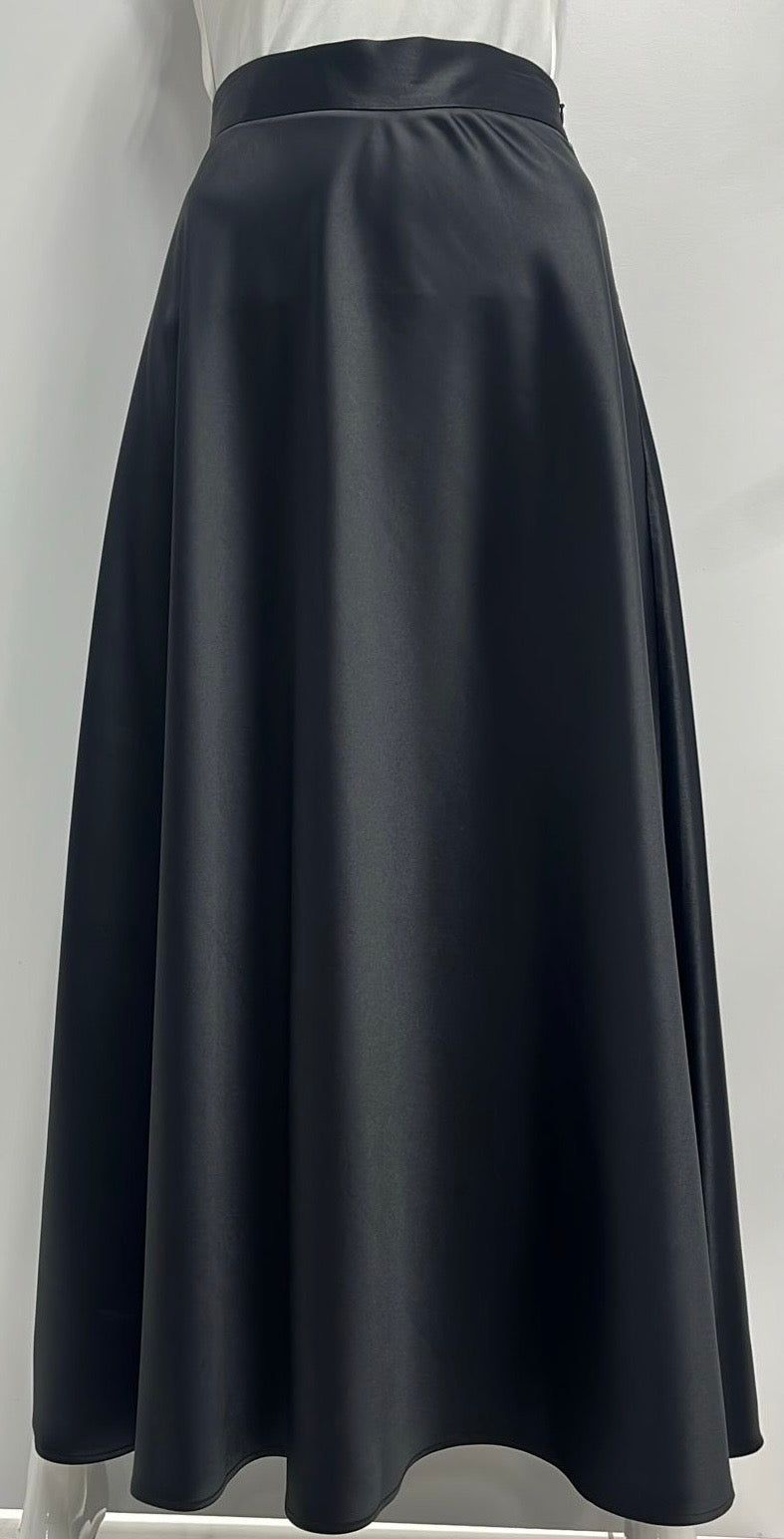 SAMS FASHION SATIN SKIRT-MAXI BLACK