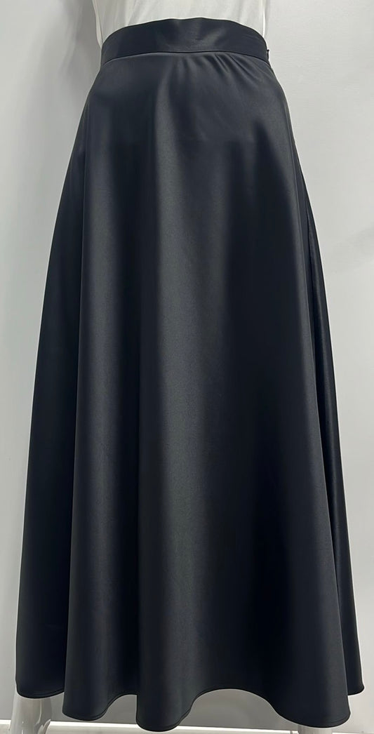 SAMS FASHION SATIN SKIRT-MAXI BLACK