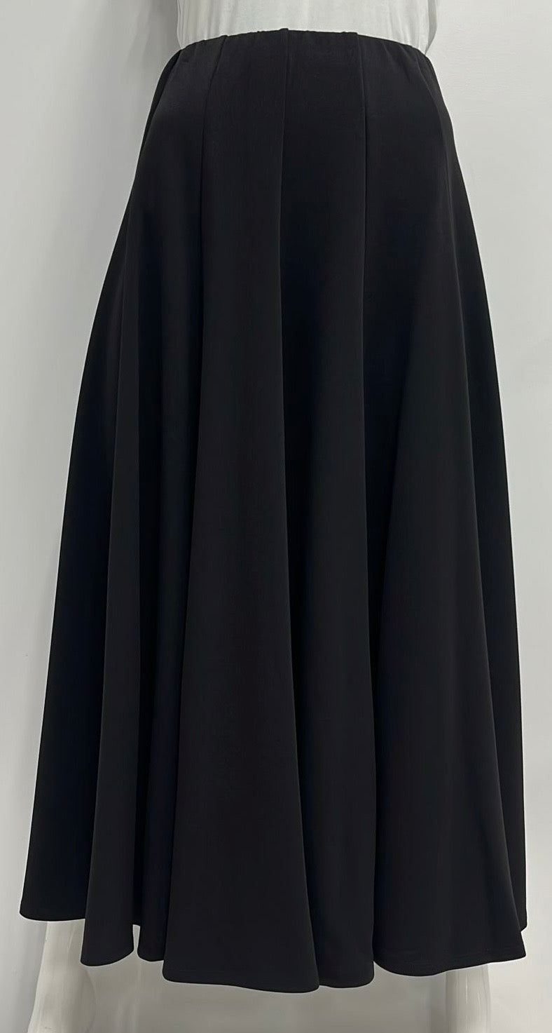 CLASS COLLECTION DRESSY FLARED PANELED SKIRT-MIDI BLACK