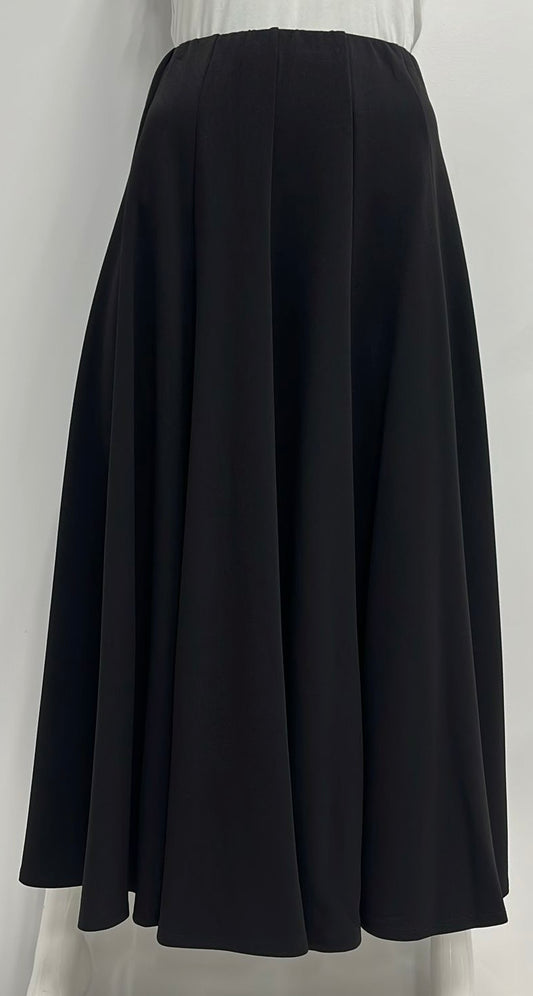 CLASS COLLECTION DRESSY FLARED PANELED SKIRT-MIDI BLACK