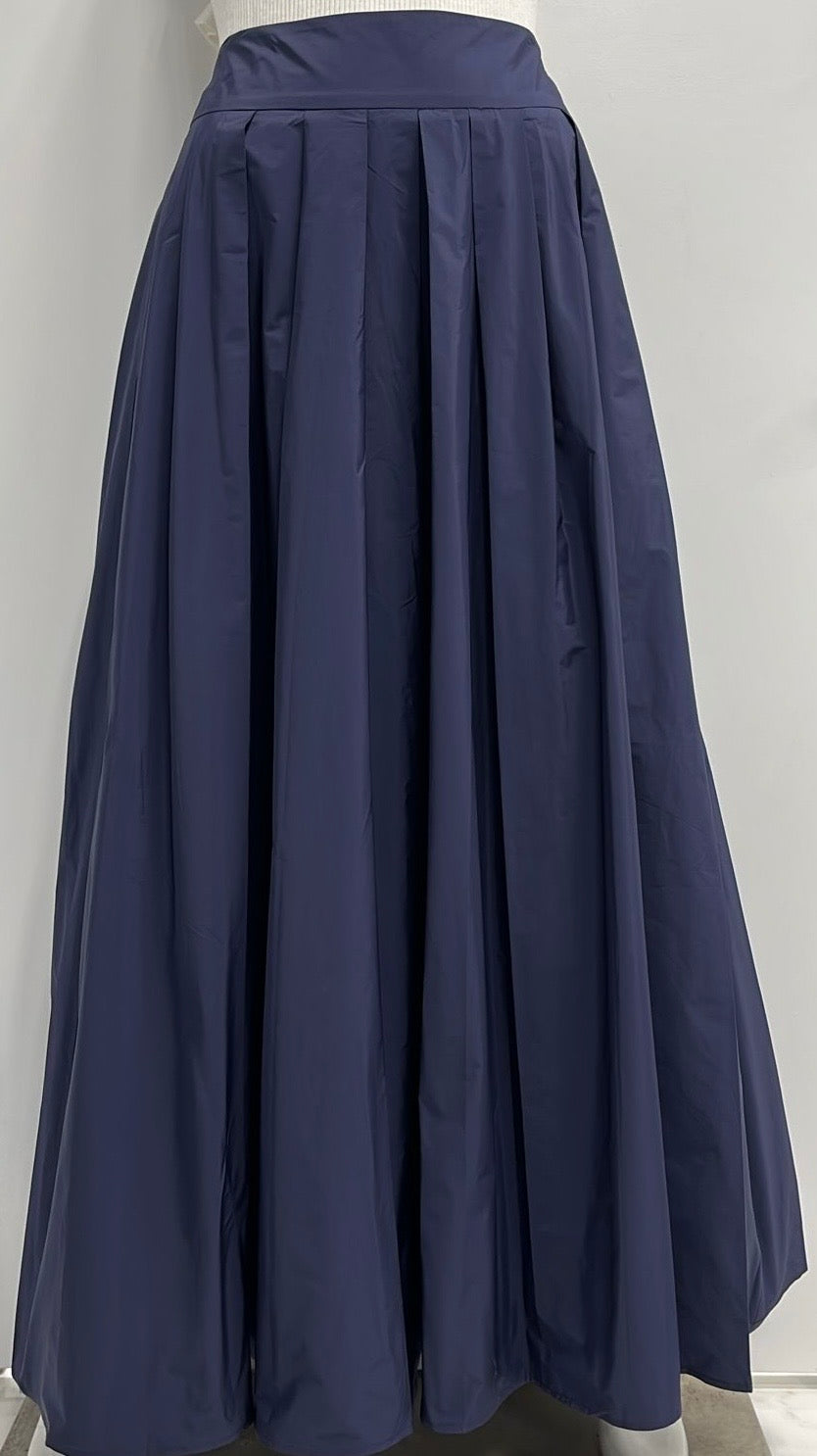TOUCH FASHION TAFETTA BOX PLEATED SKIRT-MAXI NAVY