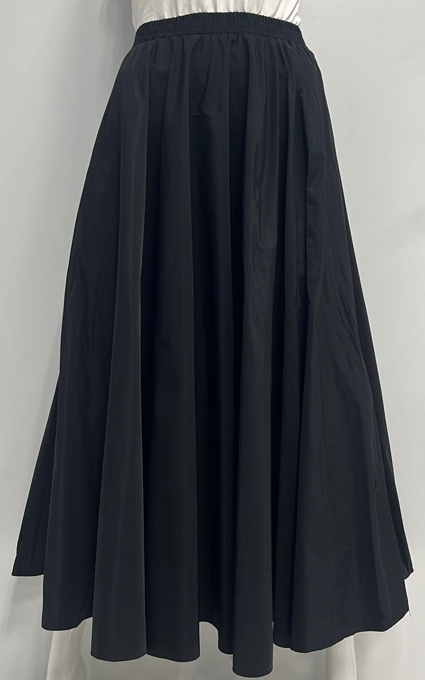 CLASS COLLECTION TAFETTA CIRCLE SKIRT WITH ELASTIC WAISTBAND-MIDI BLACK