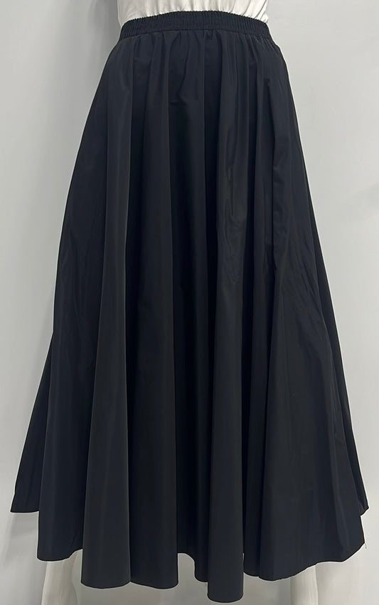 CLASS COLLECTION TAFETTA CIRCLE SKIRT WITH ELASTIC WAISTBAND-MIDI BLACK