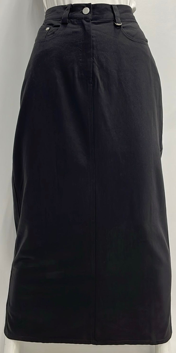 SHIFT STRAIGHT SKIRT W POCKETS-MIDI BLACK