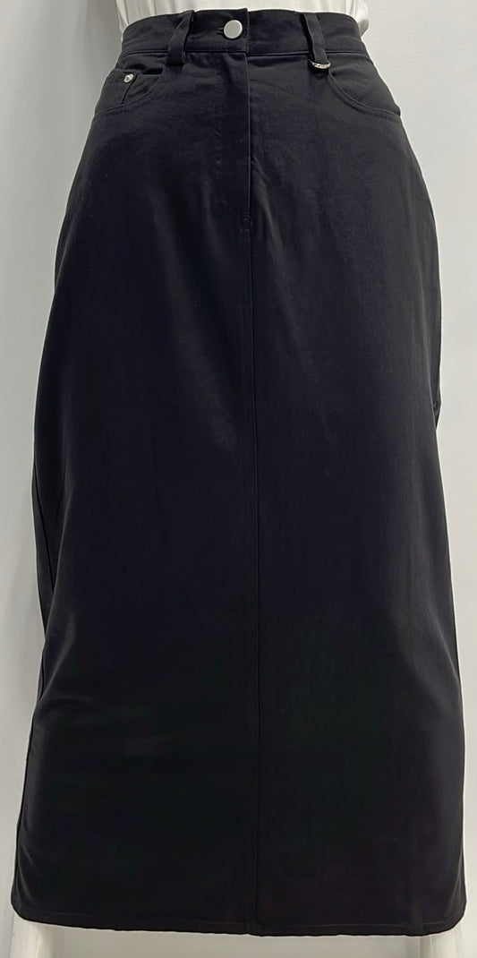 SHIFT STRAIGHT SKIRT W POCKETS-MIDI BLACK