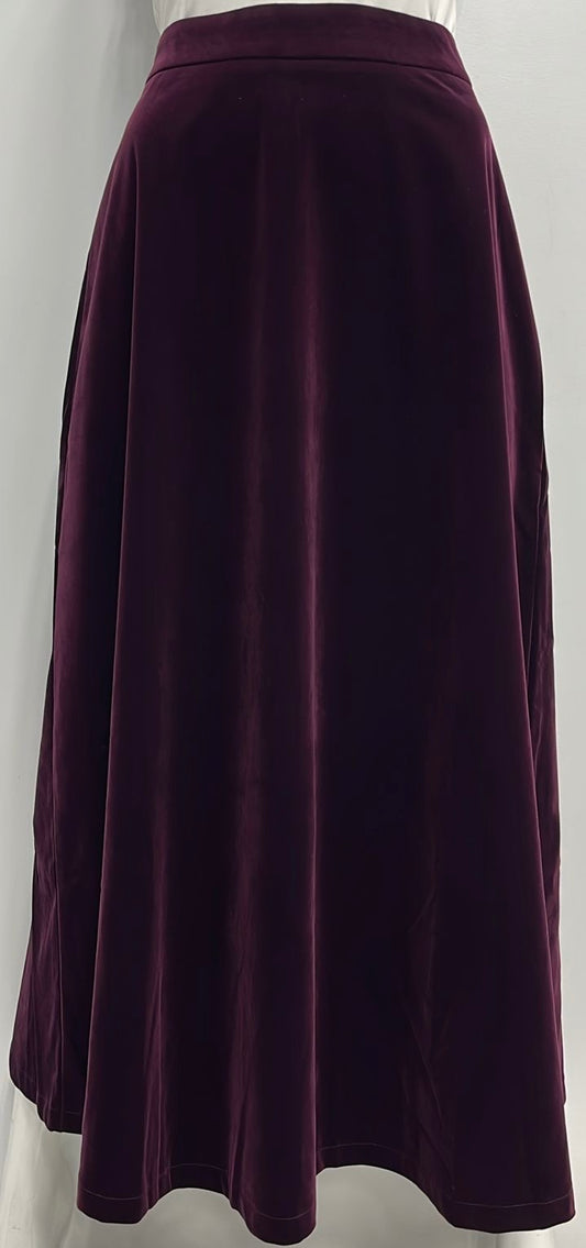 EDIT A-LINE VELVET SKIRT-MIDI PLUM