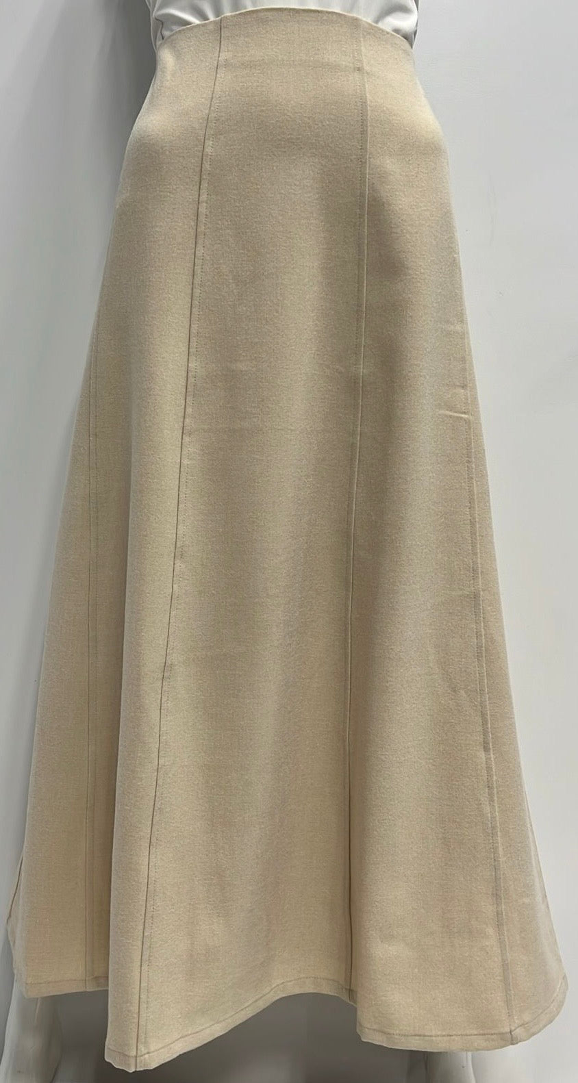 HONEYSEED WOOL PANELED SKIRT-MIDI CREAM