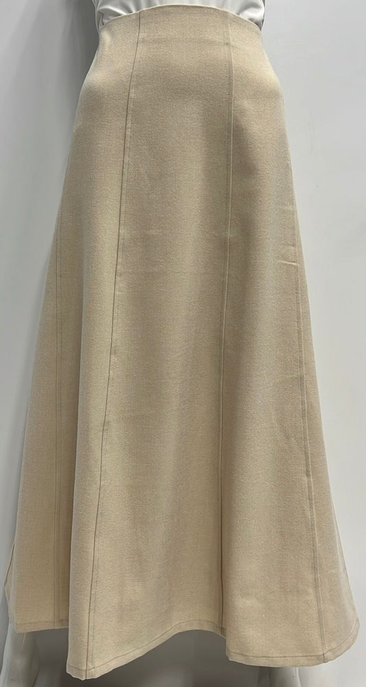 HONEYSEED WOOL PANELED SKIRT-MIDI CREAM