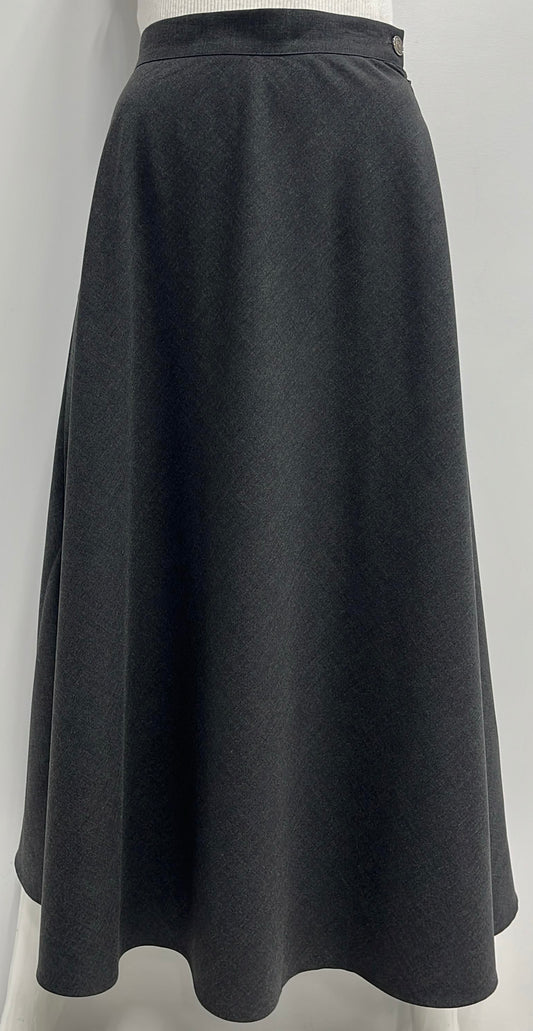 WEAR AND FLAIR BASIC NEW FLAIRY SKIRT W SIDE BUTTON-MIDI CHARCOAL