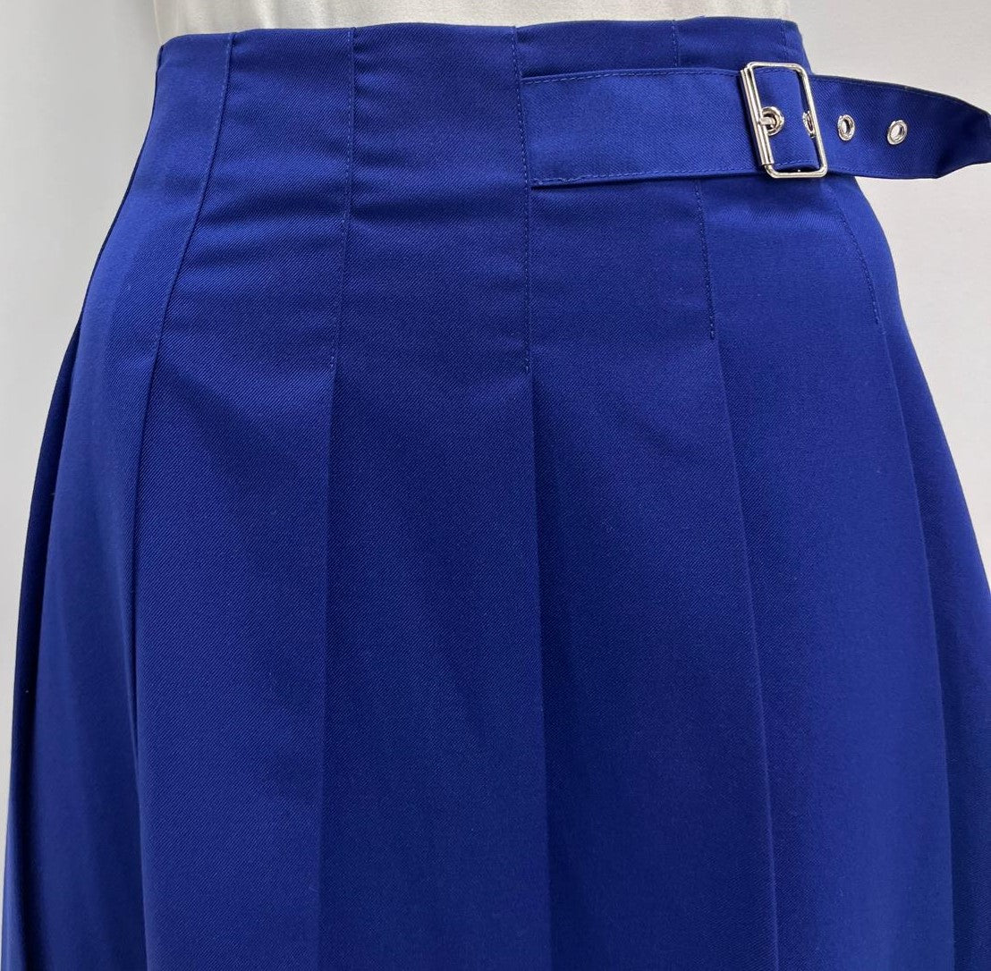 PEODE DESIGN PLEATED SKIRT W SIDE BUCKLE-MIDI ROYAL BLUE