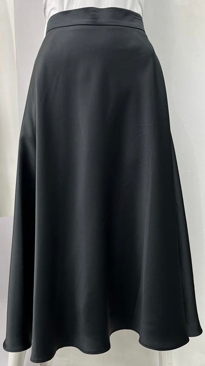 BIANCO NERO SATIN SKIRT -MIDI BLACK